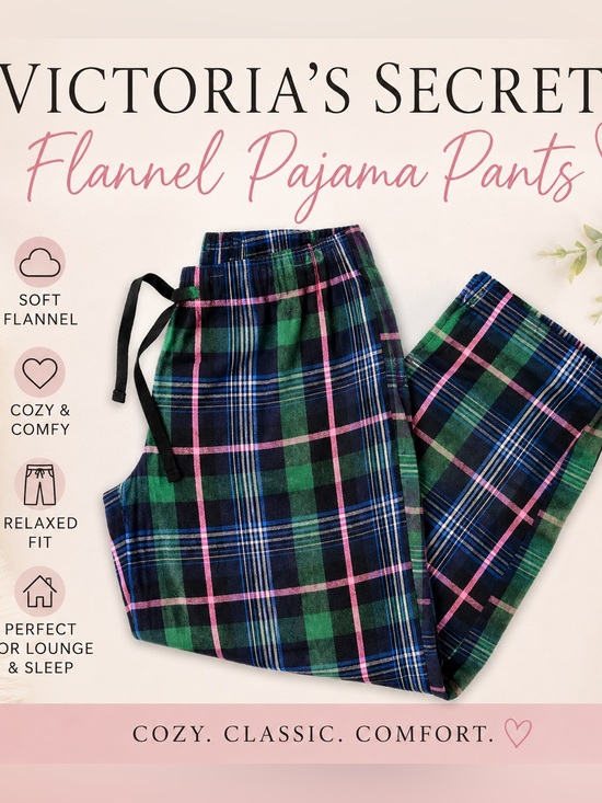 Victoria's Secret Other - Victoria's Secret Green, Black & Pink Plaid Lounge Pajama Pants Bottoms